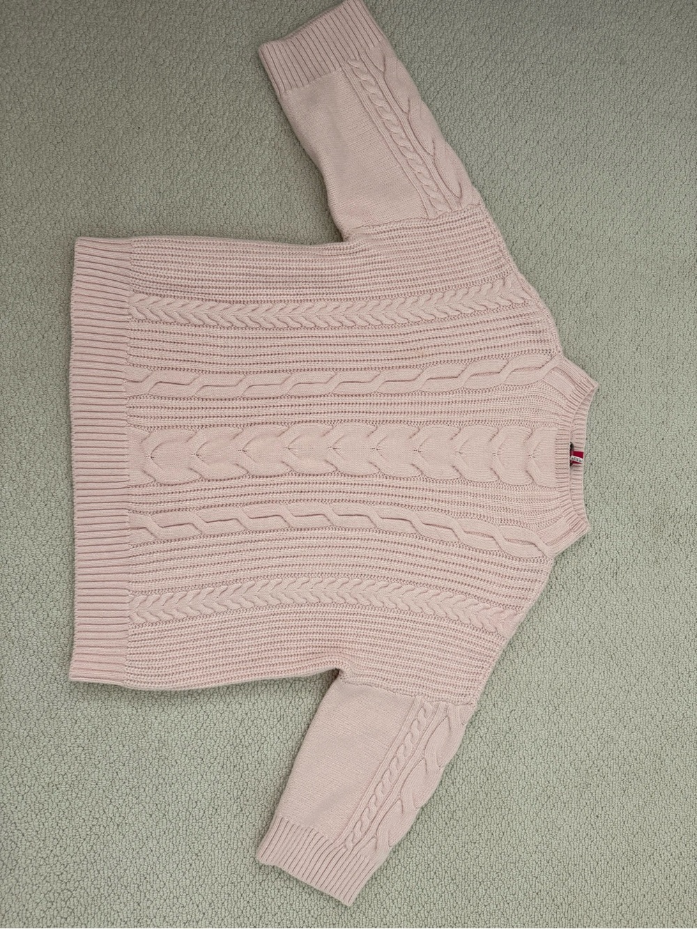 Vince Camuto Pastel Pink Cable-Knit Crewneck Sweater